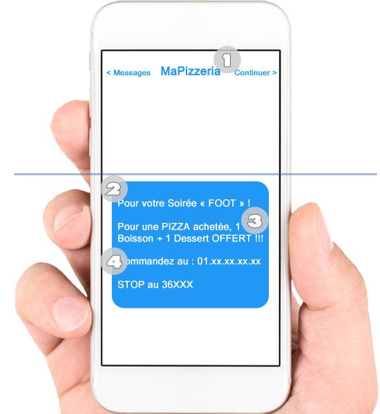 Parties d'un SMS commercial
